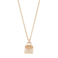 Hermès Birkin Amulette Collection 0.22 Cttw Diamond Necklace in Rose Gold