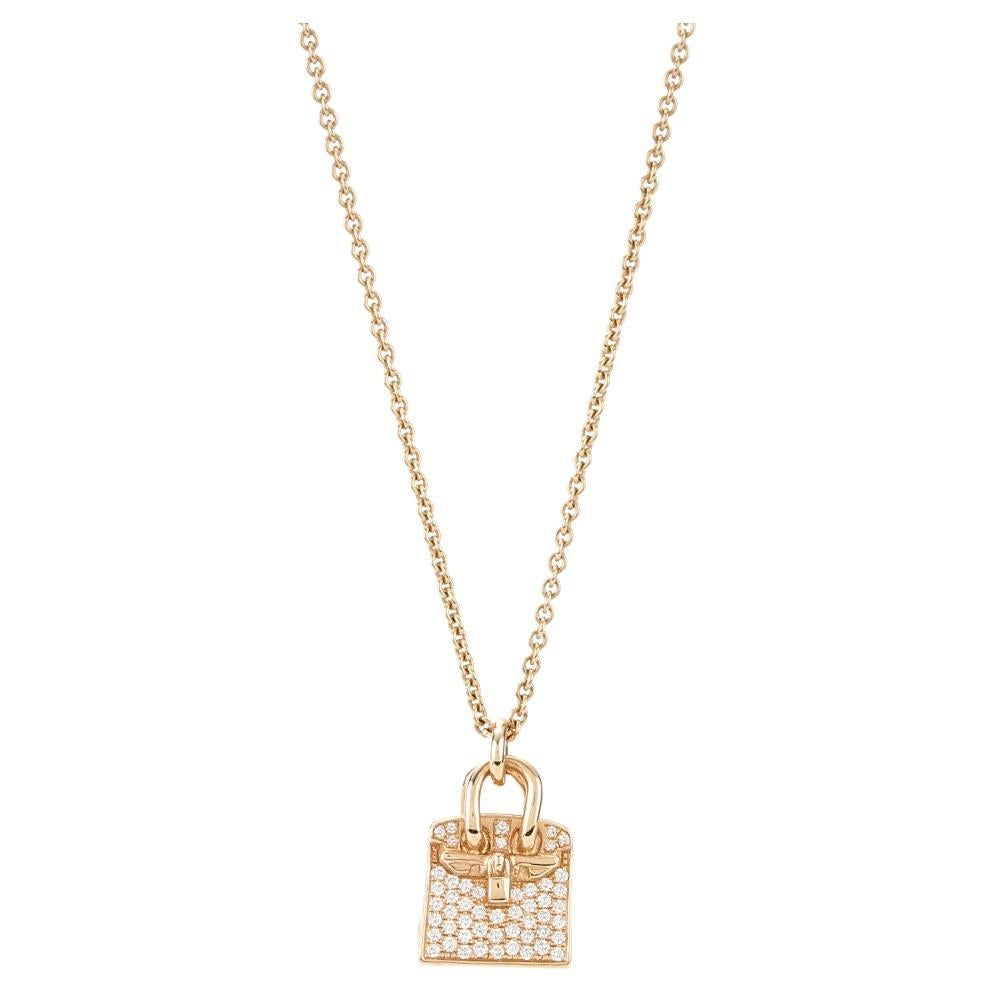 Hermès Birkin Amulette Collection 0.22 Cttw Diamond Necklace in Rose Gold