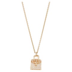 Hermès Birkin Amulette Collection 0.22 Cttw Diamond Necklace in Rose Gold
