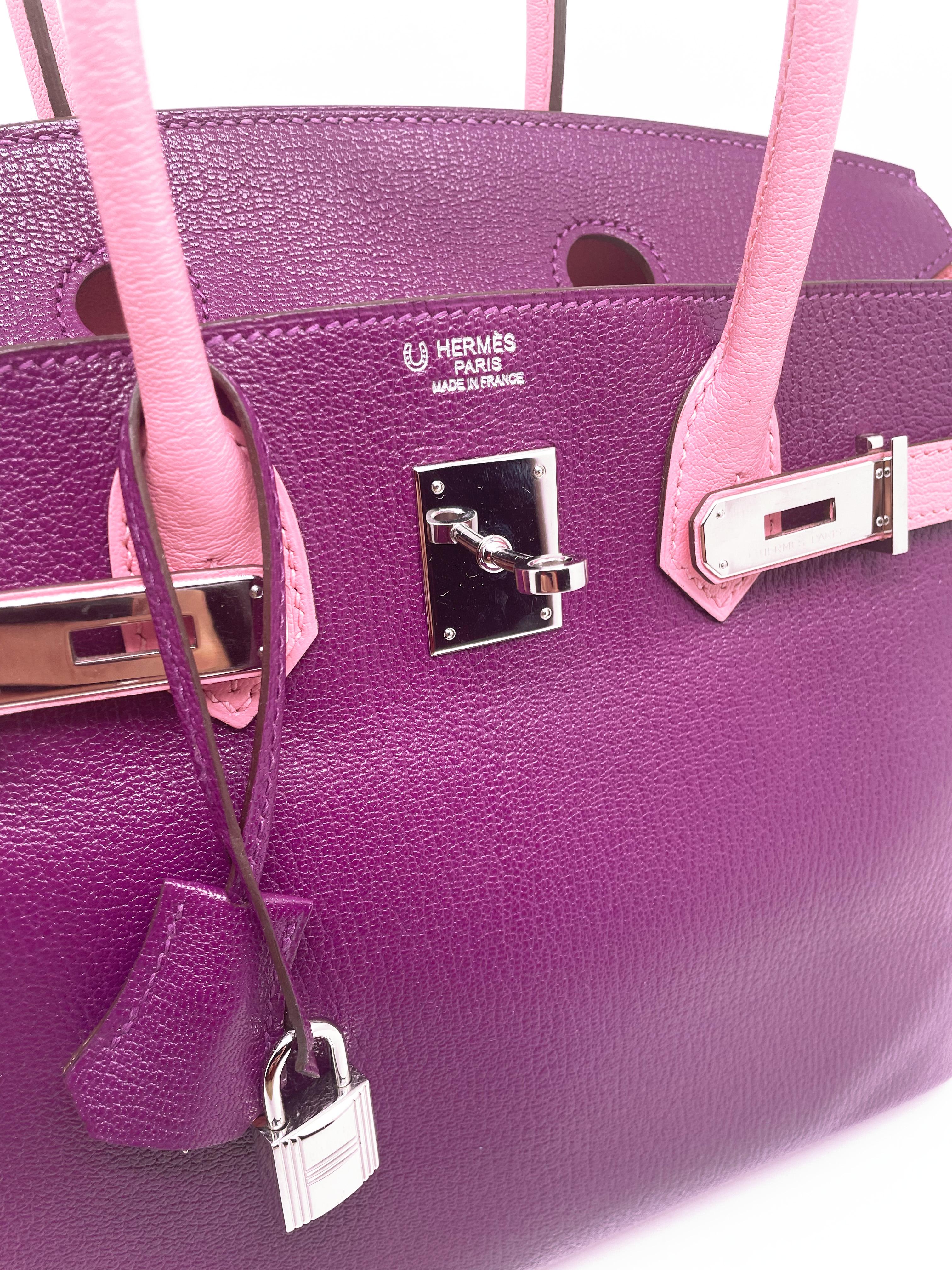 Hermes Birkin Bag 30 HSS Bi Color Special Order Chevre Mysore Leather For Sale 3