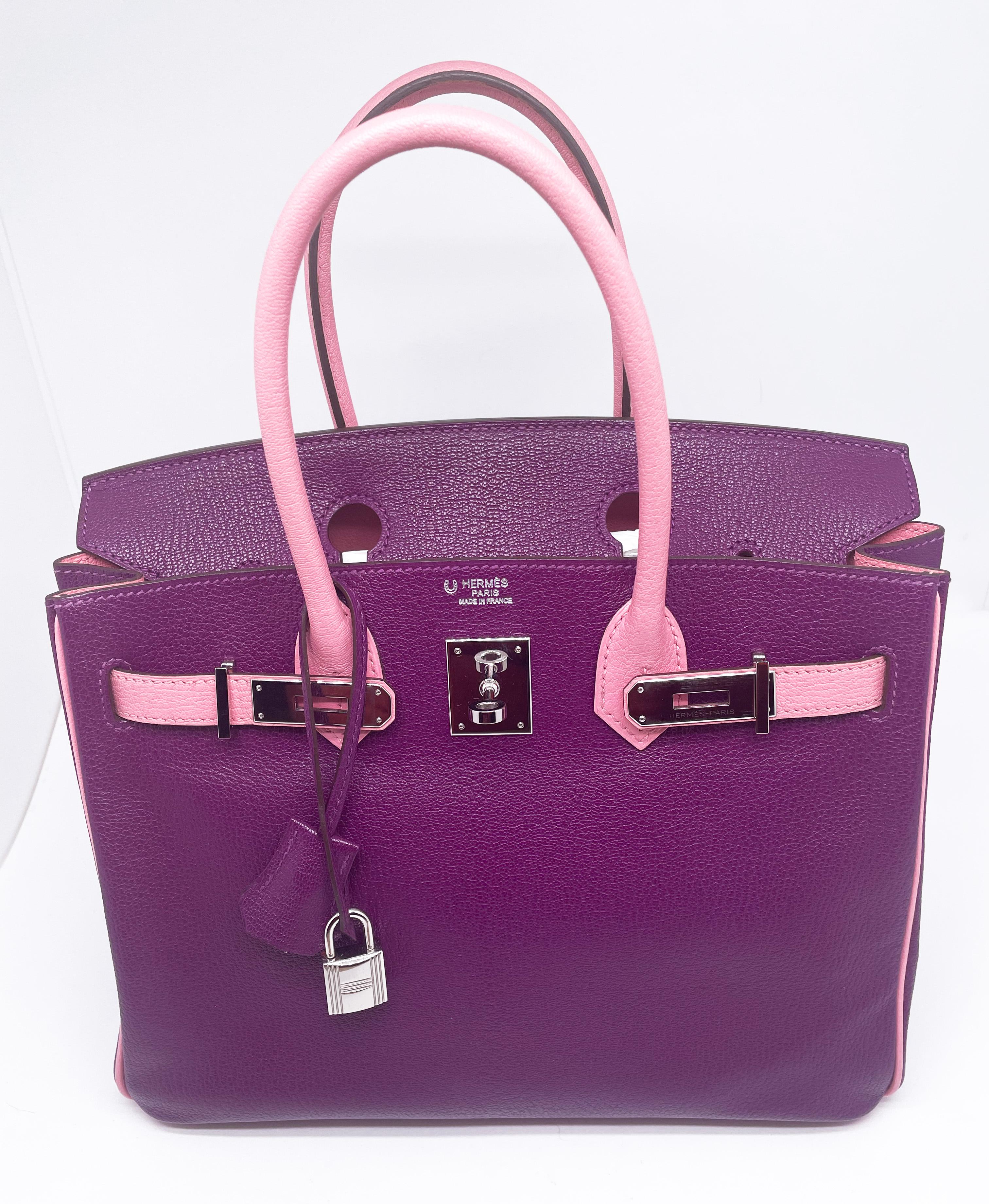 Hermes Birkin Bag 30 HSS Bi Color Special Order Chevre Mysore Leather For Sale 4