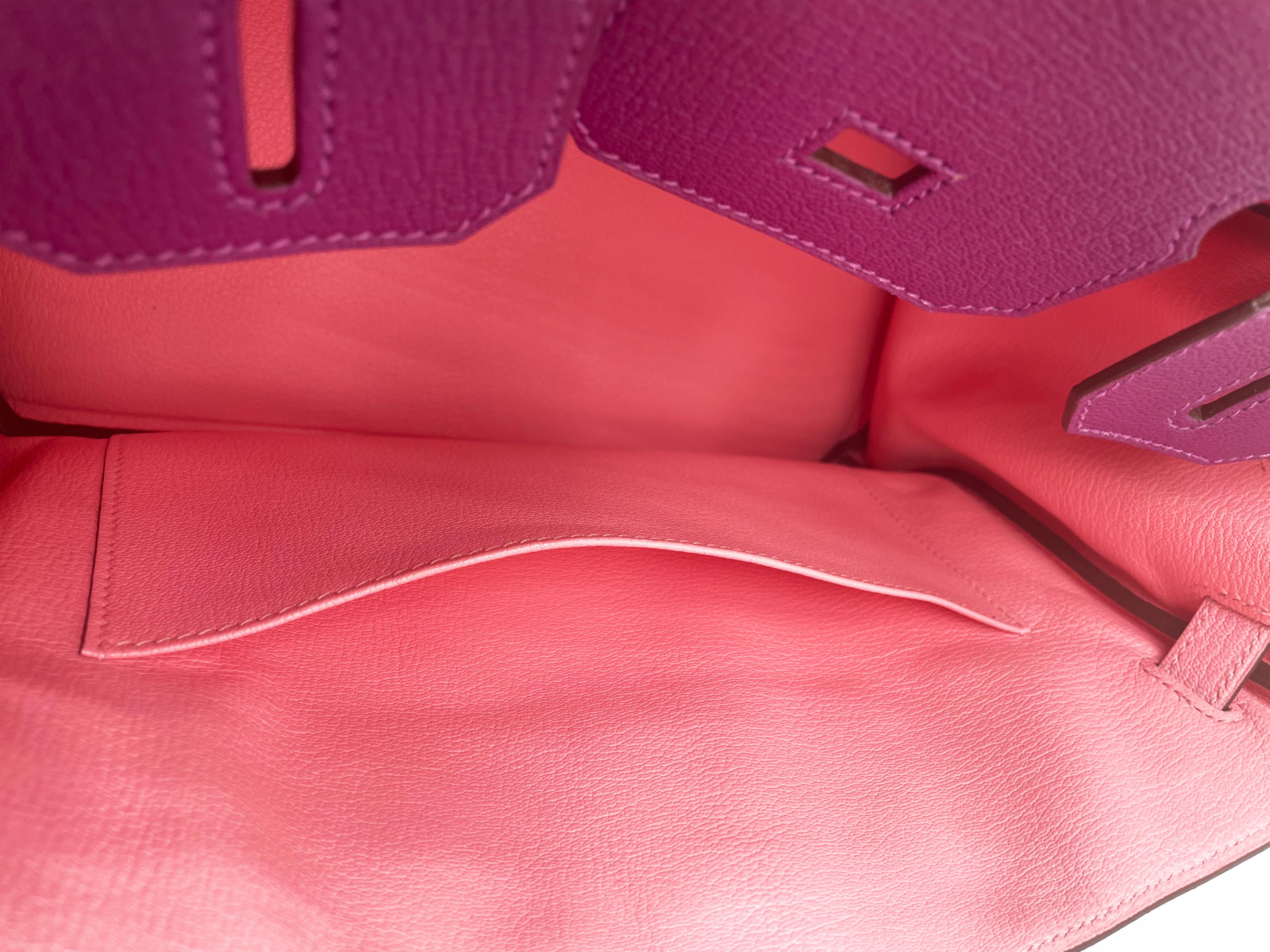 Hermes Birkin Bag 30 HSS Bi Color Special Order Chevre Mysore Leather For Sale 13