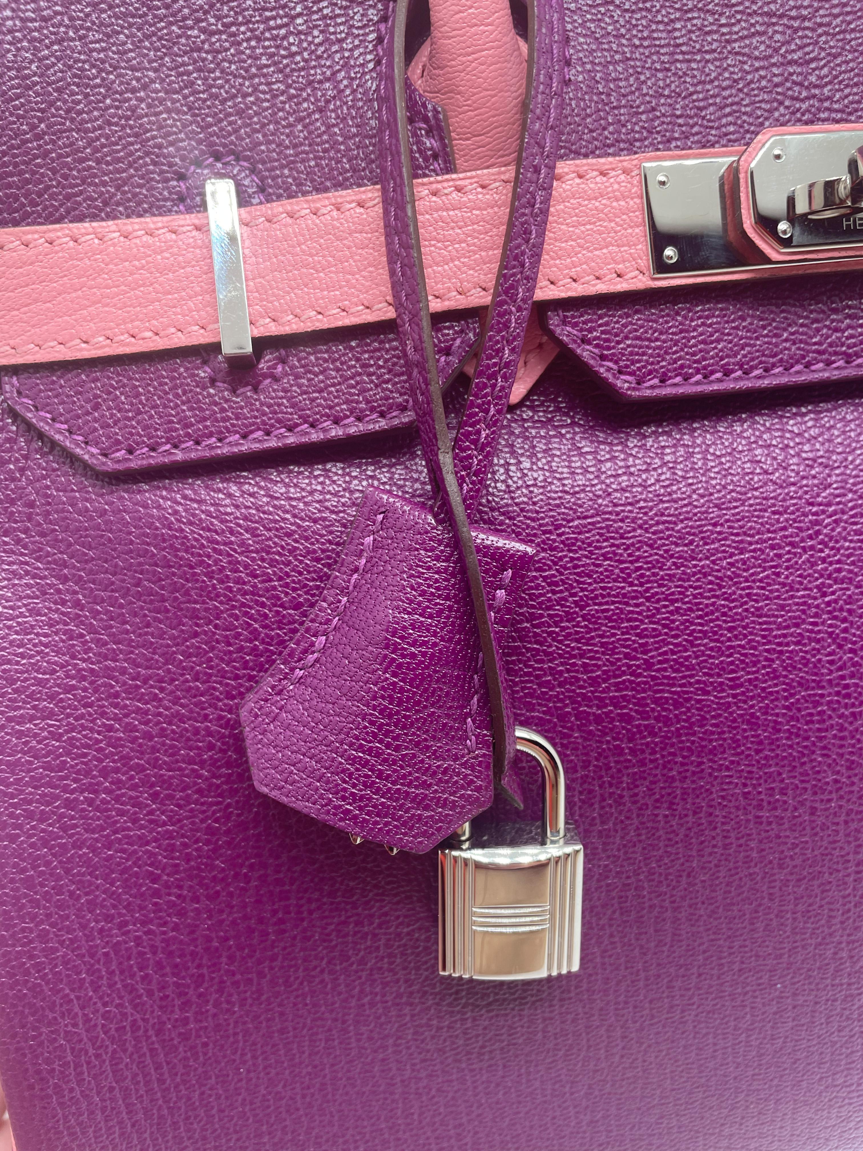 Hermes Birkin Bag 30 HSS Bi Color Special Order Chevre Mysore Leather For Sale 1