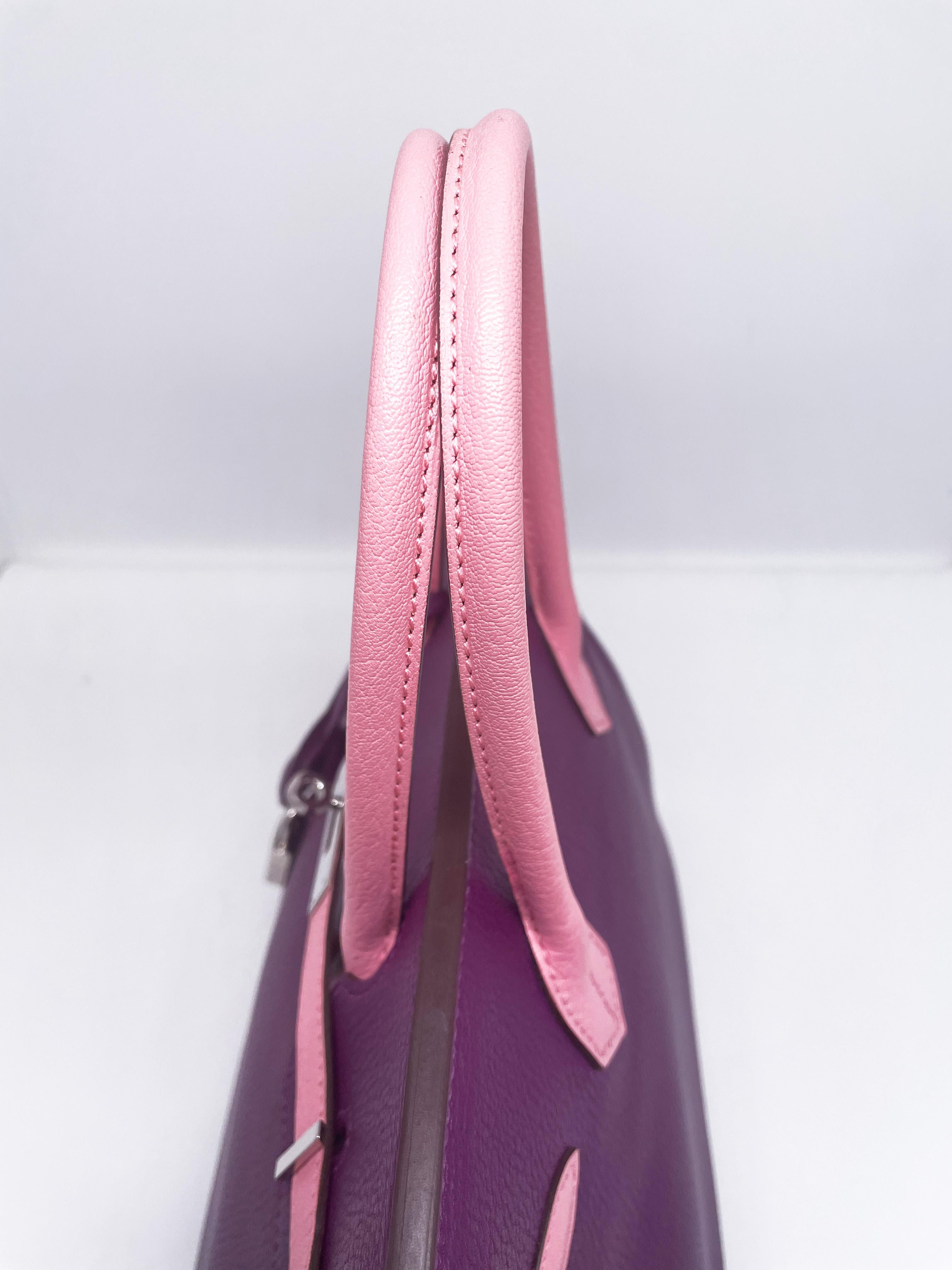 Hermes Birkin Bag 30 HSS Bi Color Special Order Chevre Mysore Leather For Sale 2