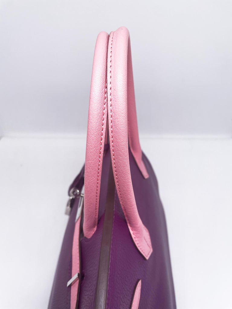 Hermès Grey, Pink Special Order Chevre Mysore Birkin 30 30cm 