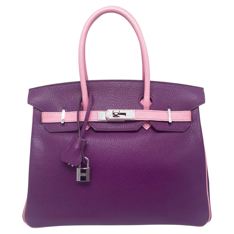 Hermes Special Order (HSS) Birkin 25 Rose Sakura and White Clemence  Permabrass Hardware