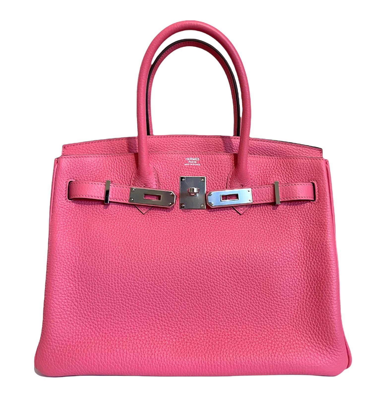 Hermès Birkin Bag 30 Rose Azalee Azalea Pink Leather Palladium Hardware 2020 In New Condition In Miami, FL