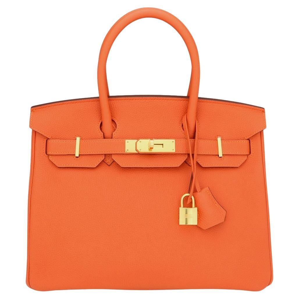 Hermès Birkin Bag 30cm in pelle Feu Orange Togo con hardware dorato Timbro  A 2017 in vendita su 1stDibs