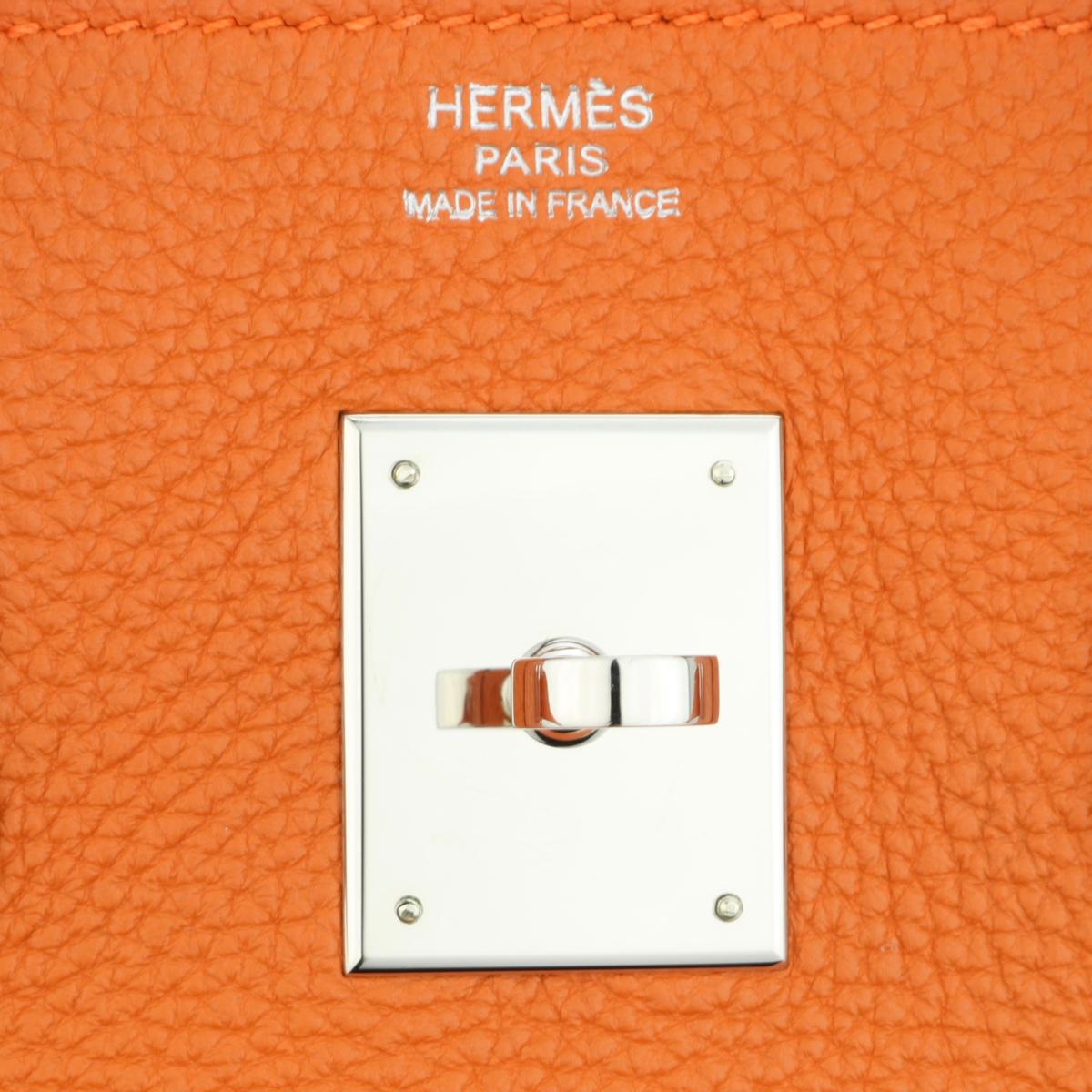 Hermès Birkin Bag 30cm Orange Togo Leather with Palladium Hardware Stamp M 2009 7