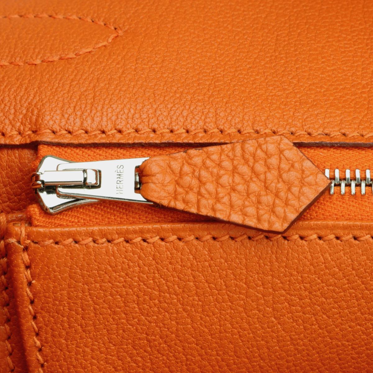Hermès Birkin Bag 30cm Orange Togo Leder mit Palladium Hardware Stempel M 2009 13