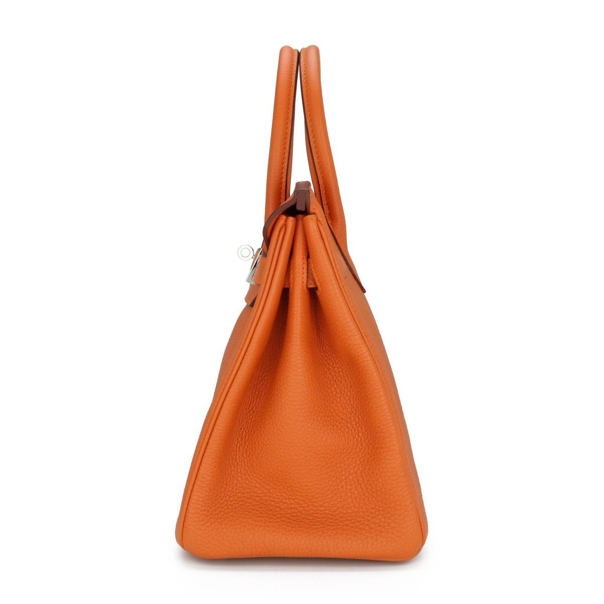 Hermès Birkin Bag 30cm Orange Togo Leder mit Palladium Hardware Stempel M 2009 1
