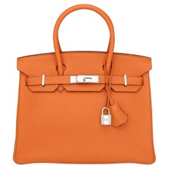 Hermès Birkin Bag 30cm Orange Togo Leather with Palladium Hardware Stamp M 2009