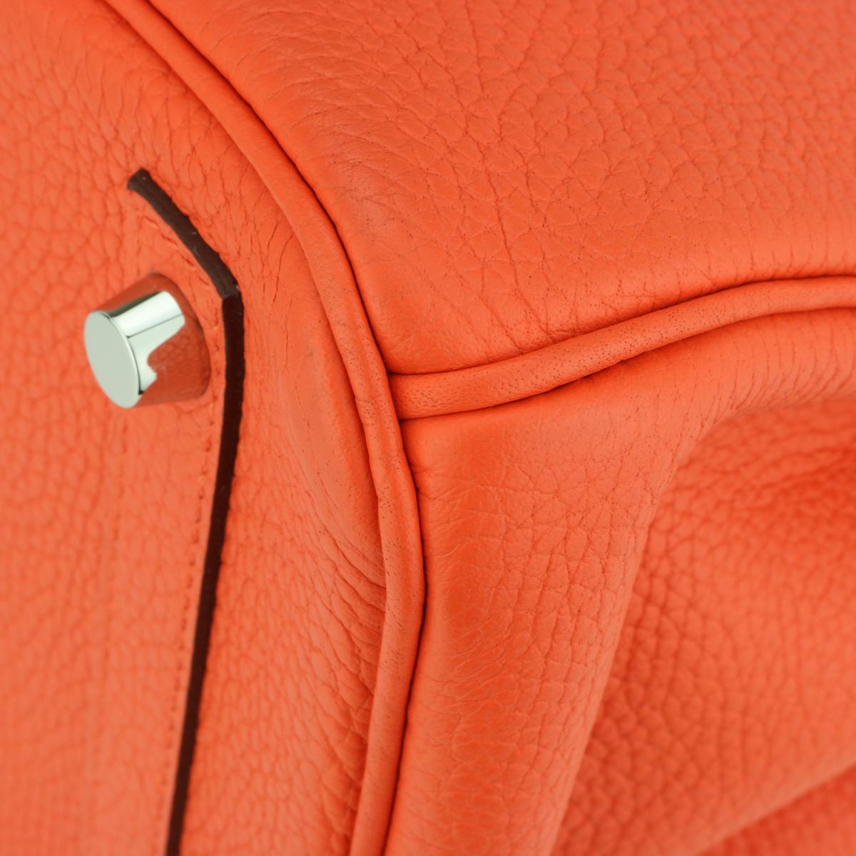 Hermès Birkin Bag 30cm Poppy Orange Togo Leather Palladium Hardware Stamp T 2015 en vente 6