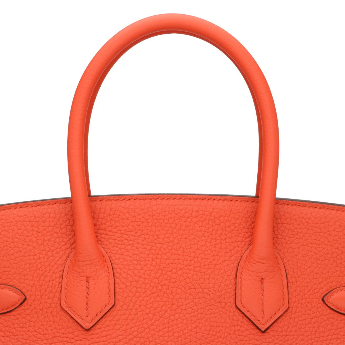Hermès Birkin Bag 30cm Mohn Orange Togo Leder Palladium Hardware Stempel T 2015 im Angebot 9