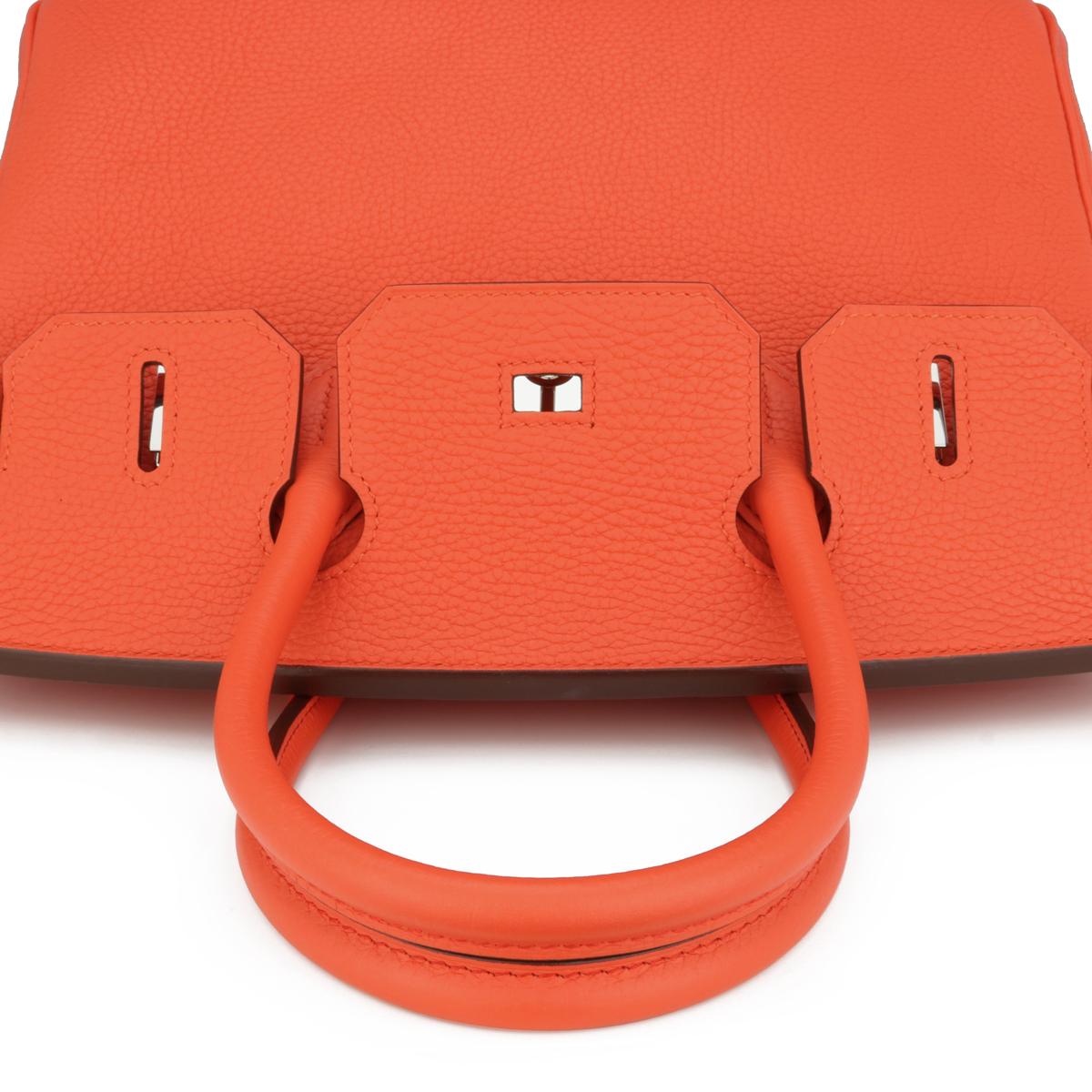 Hermès Birkin Bag 30cm Mohn Orange Togo Leder Palladium Hardware Stempel T 2015 im Angebot 10