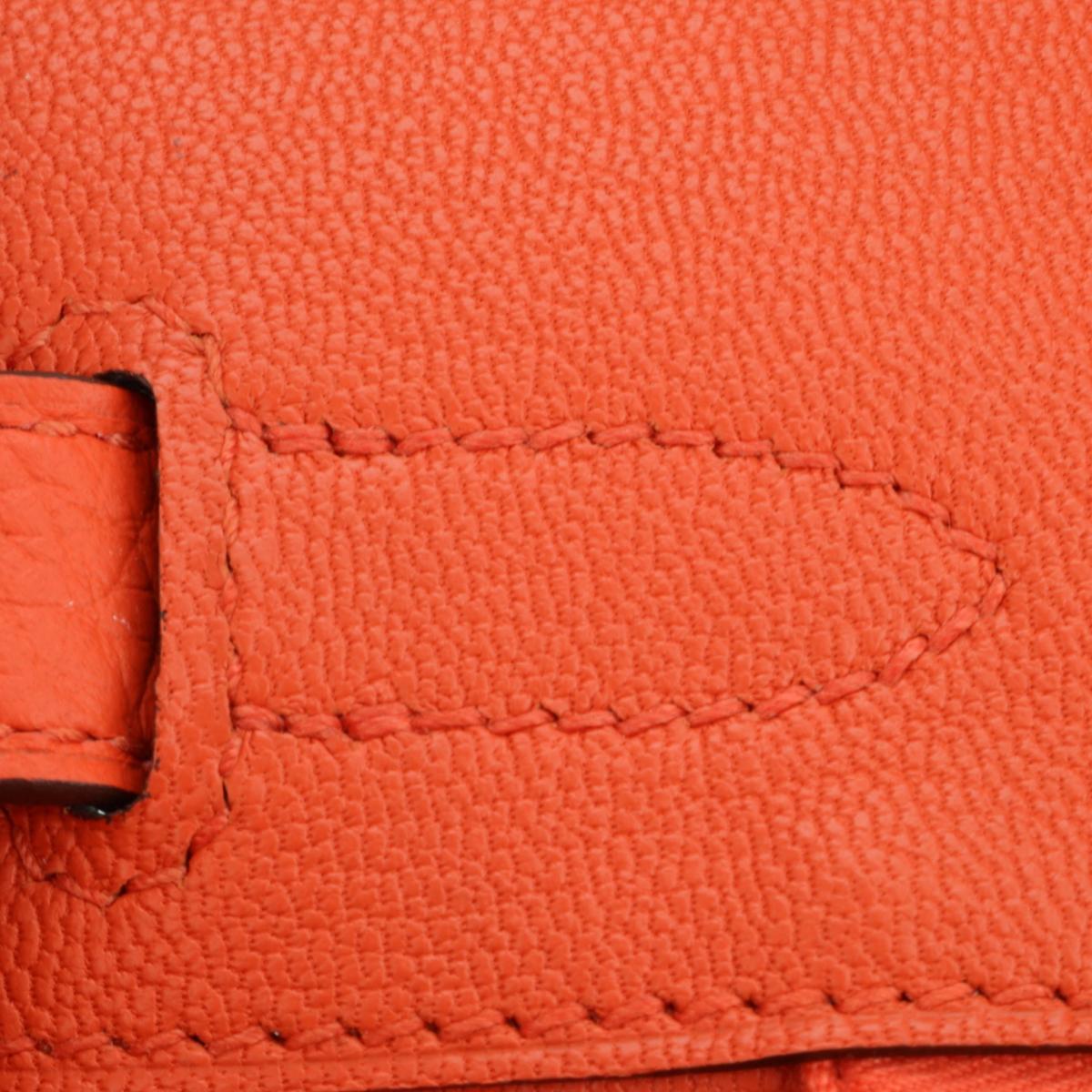 Hermès Birkin Bag 30cm Mohn Orange Togo Leder Palladium Hardware Stempel T 2015 im Angebot 12