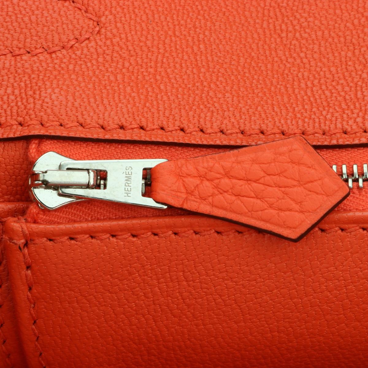 Hermès Birkin Bag 30cm Poppy Orange Togo Leather Palladium Hardware Stamp T 2015 en vente 13