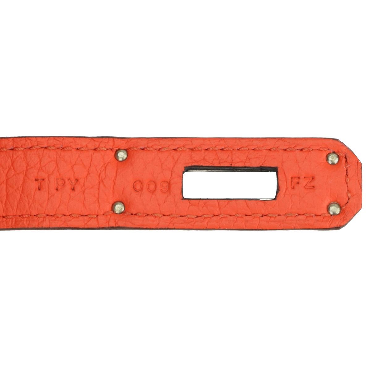 Hermès Birkin Bag 30cm Mohn Orange Togo Leder Palladium Hardware Stempel T 2015 im Angebot 15