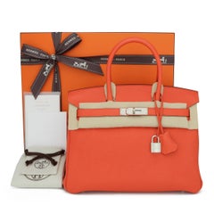 Hermès Birkin Bag 30cm Poppy Orange Togo Leather Palladium Hardware Stamp T 2015