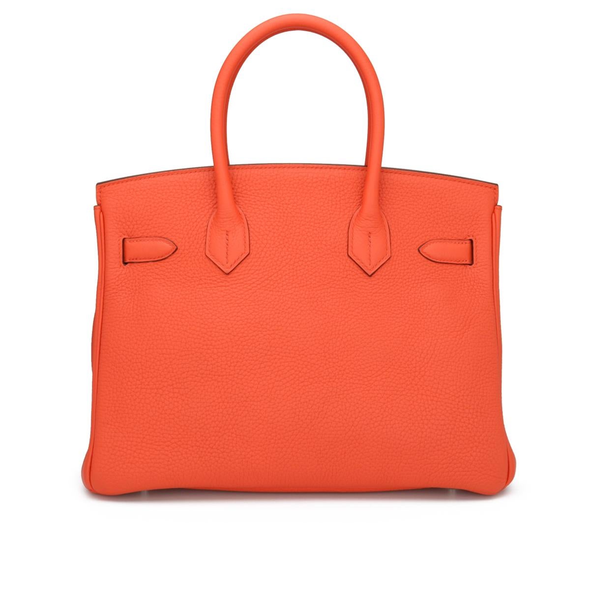 Hermès Birkin Bag 30cm Poppy Orange Togo Leather Palladium Hardware Stamp T 2015 In Good Condition For Sale In Huddersfield, GB