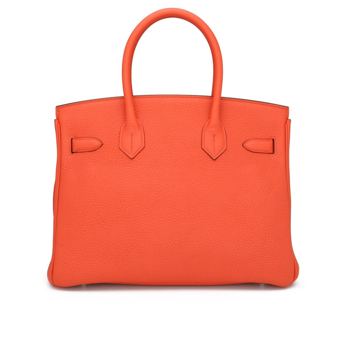 Red Hermès Birkin Bag 30cm Poppy Orange Togo Leather Palladium Hardware Stamp T 2015