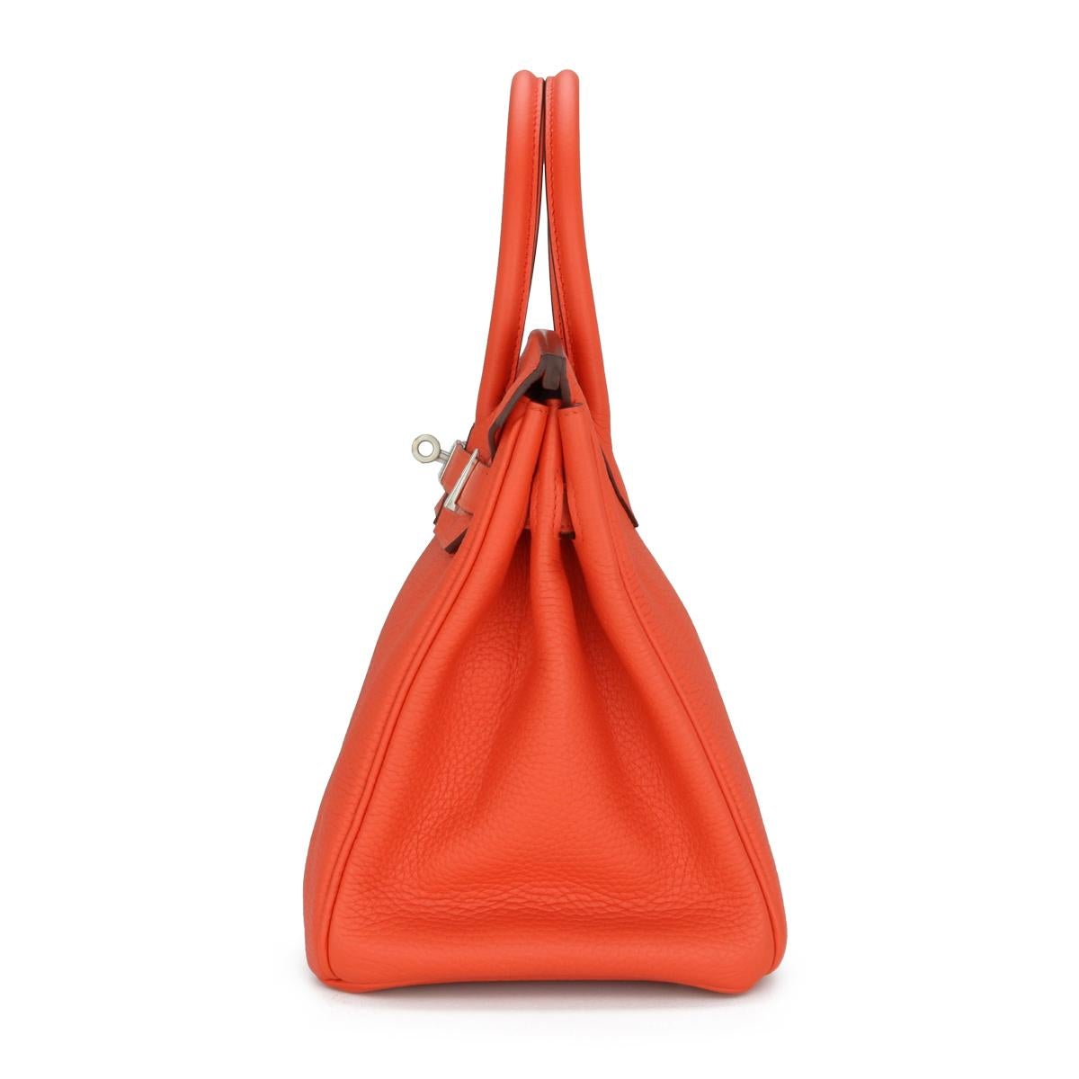 Hermès Birkin Bag 30cm Poppy Orange Togo Leather Palladium Hardware Stamp T 2015 For Sale 1