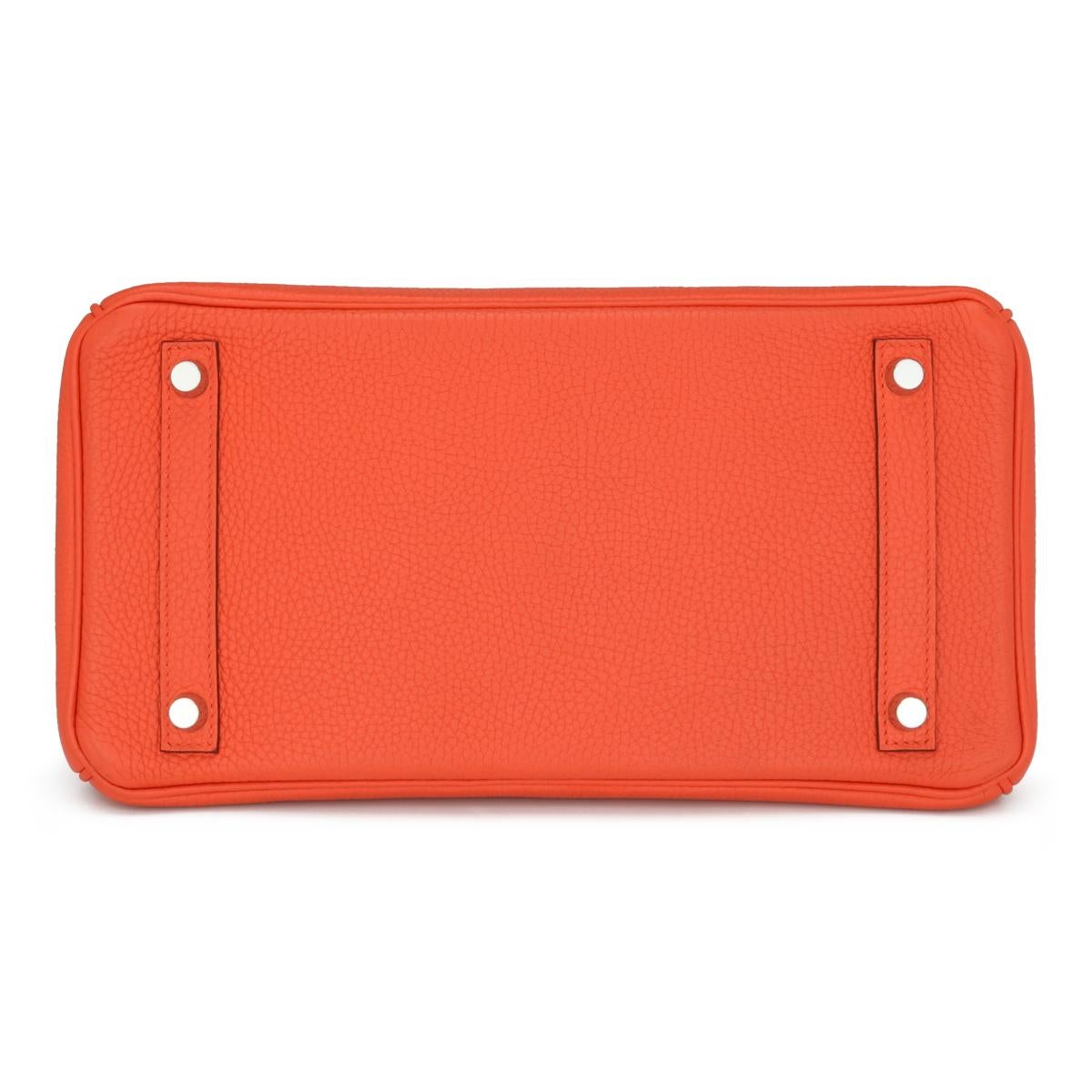 Hermès Birkin Bag 30cm Poppy Orange Togo Leather Palladium Hardware Stamp T 2015 For Sale 2