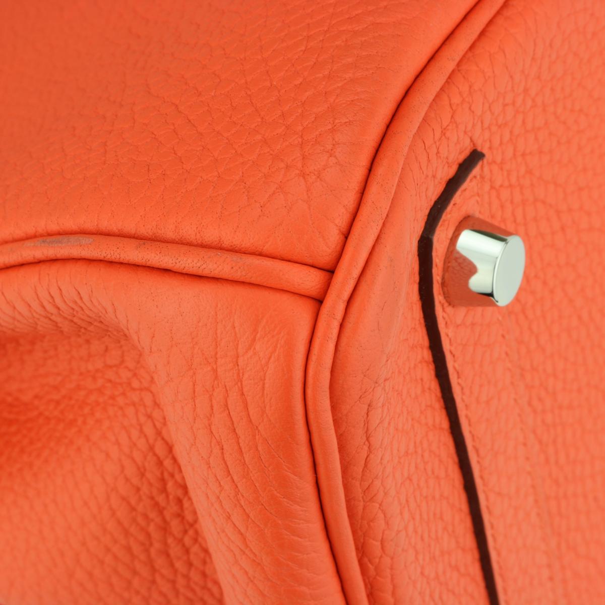 Hermès Birkin Bag 30cm Poppy Orange Togo Leather Palladium Hardware Stamp T 2015 en vente 3