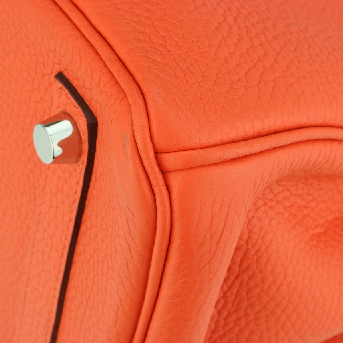 Hermès Birkin Bag 30cm Poppy Orange Togo Leather Palladium Hardware Stamp T 2015 en vente 4