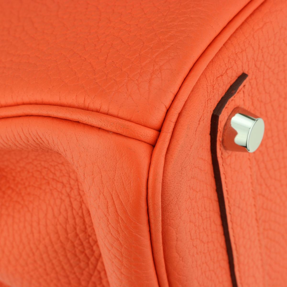 Hermès Birkin Bag 30cm Poppy Orange Togo Leather Palladium Hardware Stamp T 2015 For Sale 5