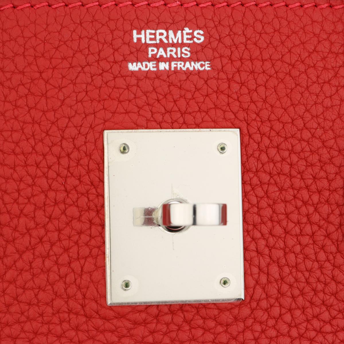 Hermès Birkin Bag 30cm Rouge Casaque Togo Leather with Palladium Hardware 2013 For Sale 6