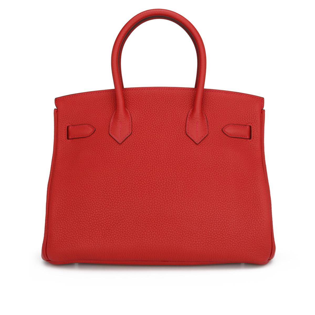 Red Hermès Birkin Bag 30cm Rouge Casaque Togo Leather with Palladium Hardware 2013 For Sale