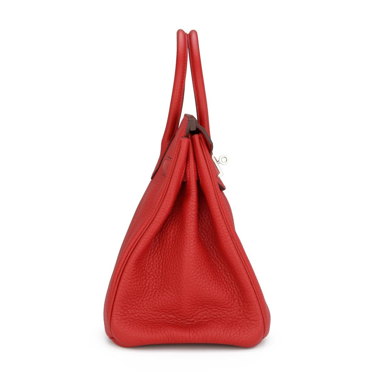 Hermès Birkin Bag 30cm Rouge Casaque Togo Leather with Palladium Hardware 2013 In Good Condition For Sale In Huddersfield, GB