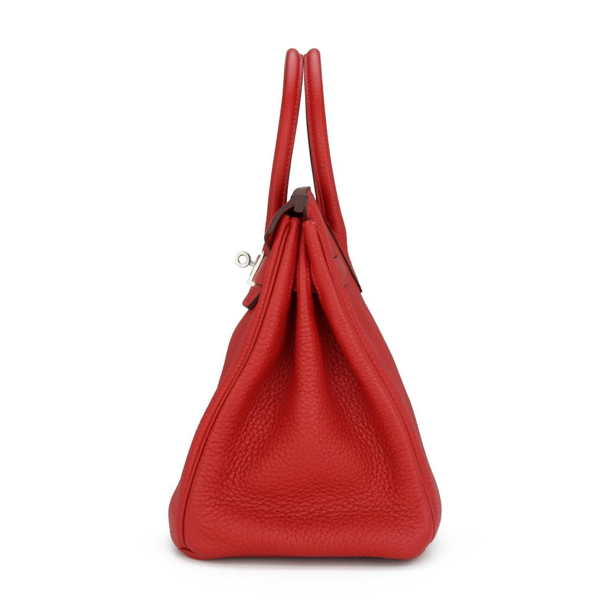 Women's or Men's Hermès Birkin Bag 30cm Rouge Casaque Togo Leather with Palladium Hardware 2013 For Sale