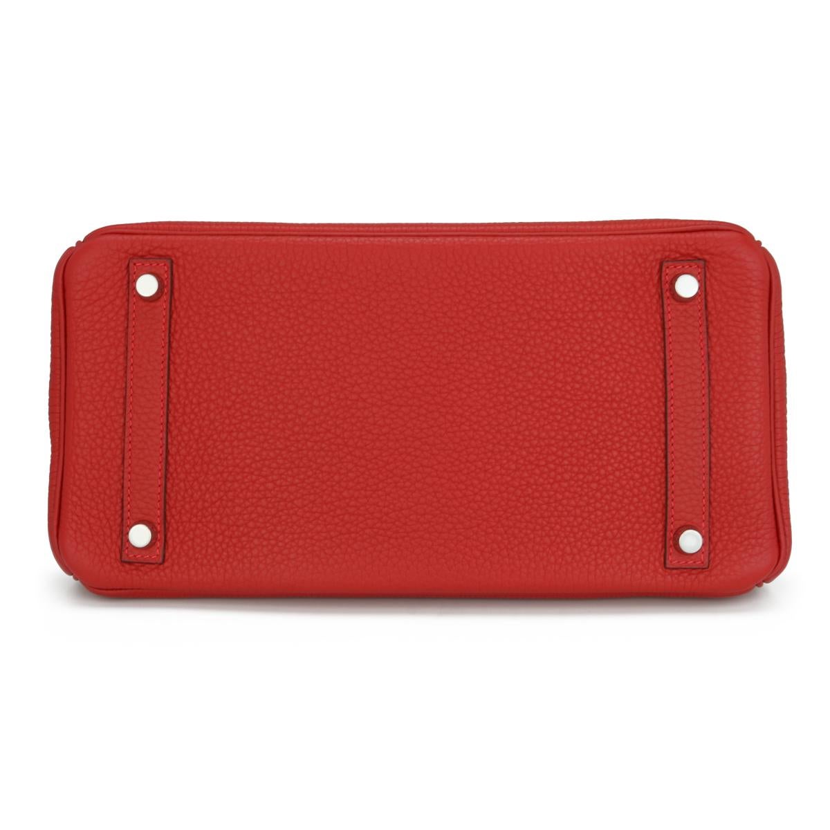 Hermès Birkin Bag 30cm Rouge Casaque Togo Leather with Palladium Hardware 2013 For Sale 1