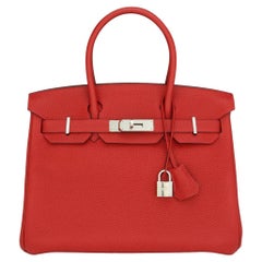 Hermès Birkin Bag 30cm Rouge Casaque Togo Leather with Palladium Hardware 2013