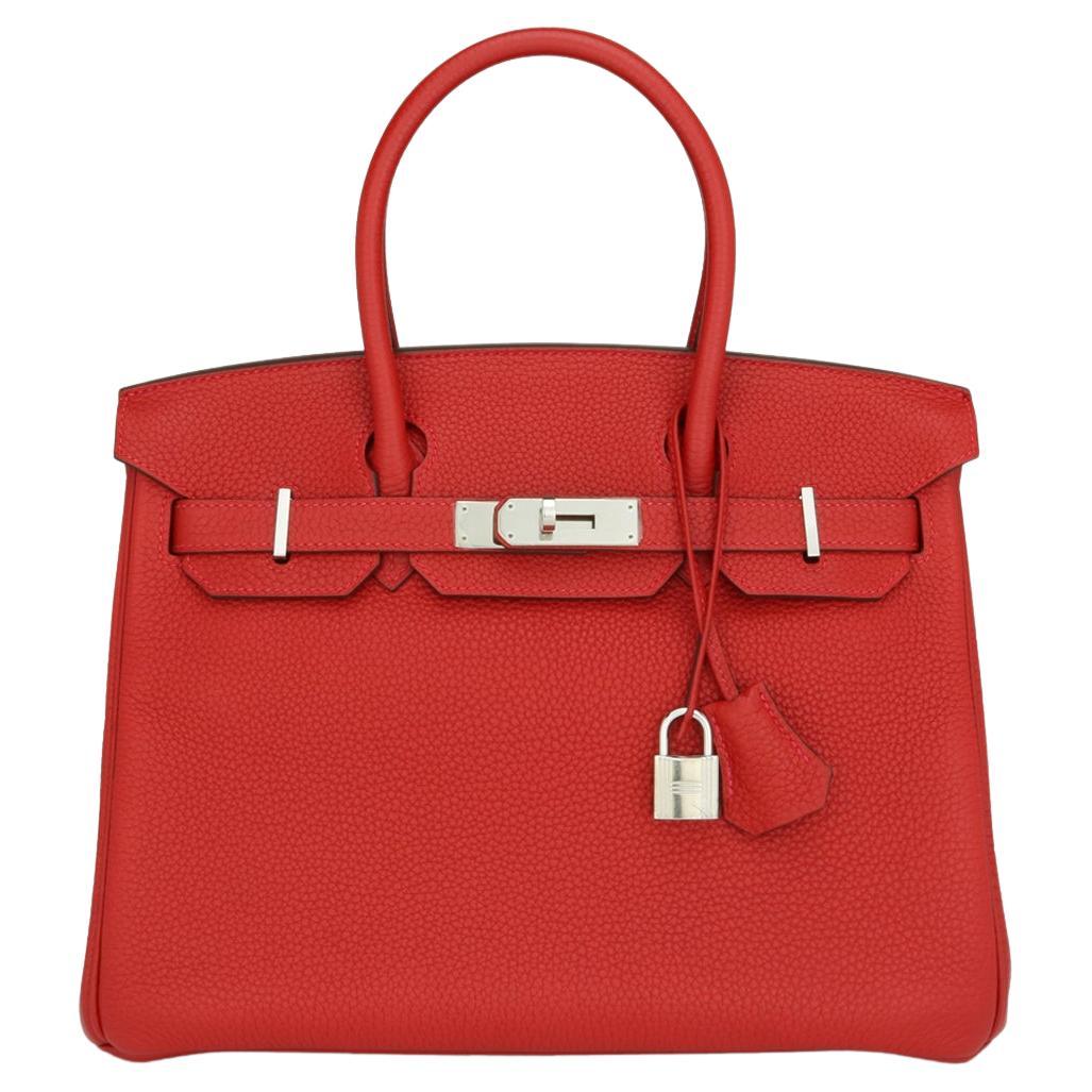 Hermès Birkin Bag 30cm Rouge Casaque Togo Leather with Palladium Hardware 2013 For Sale