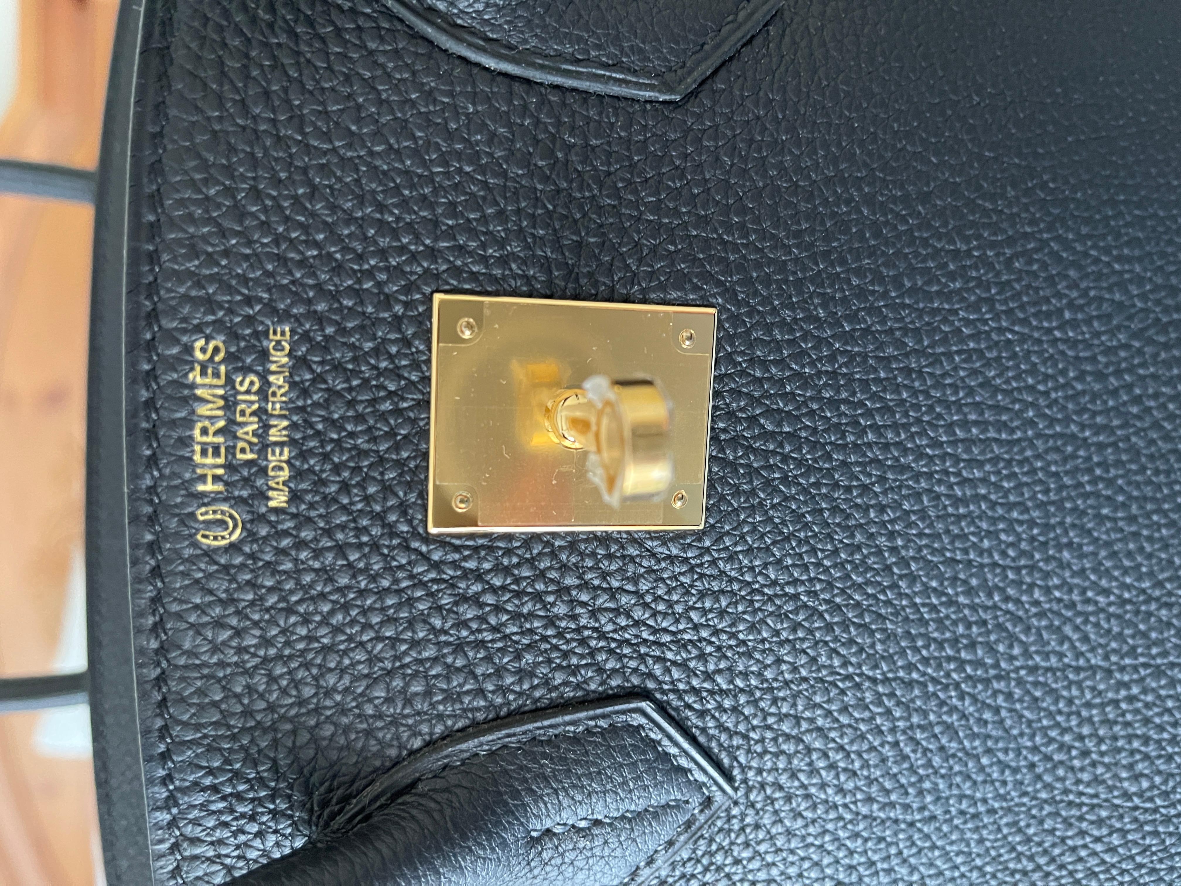 Hermes Birkin Bag 35 Black w Orange Poppy Togo Gold Hardware - 3
