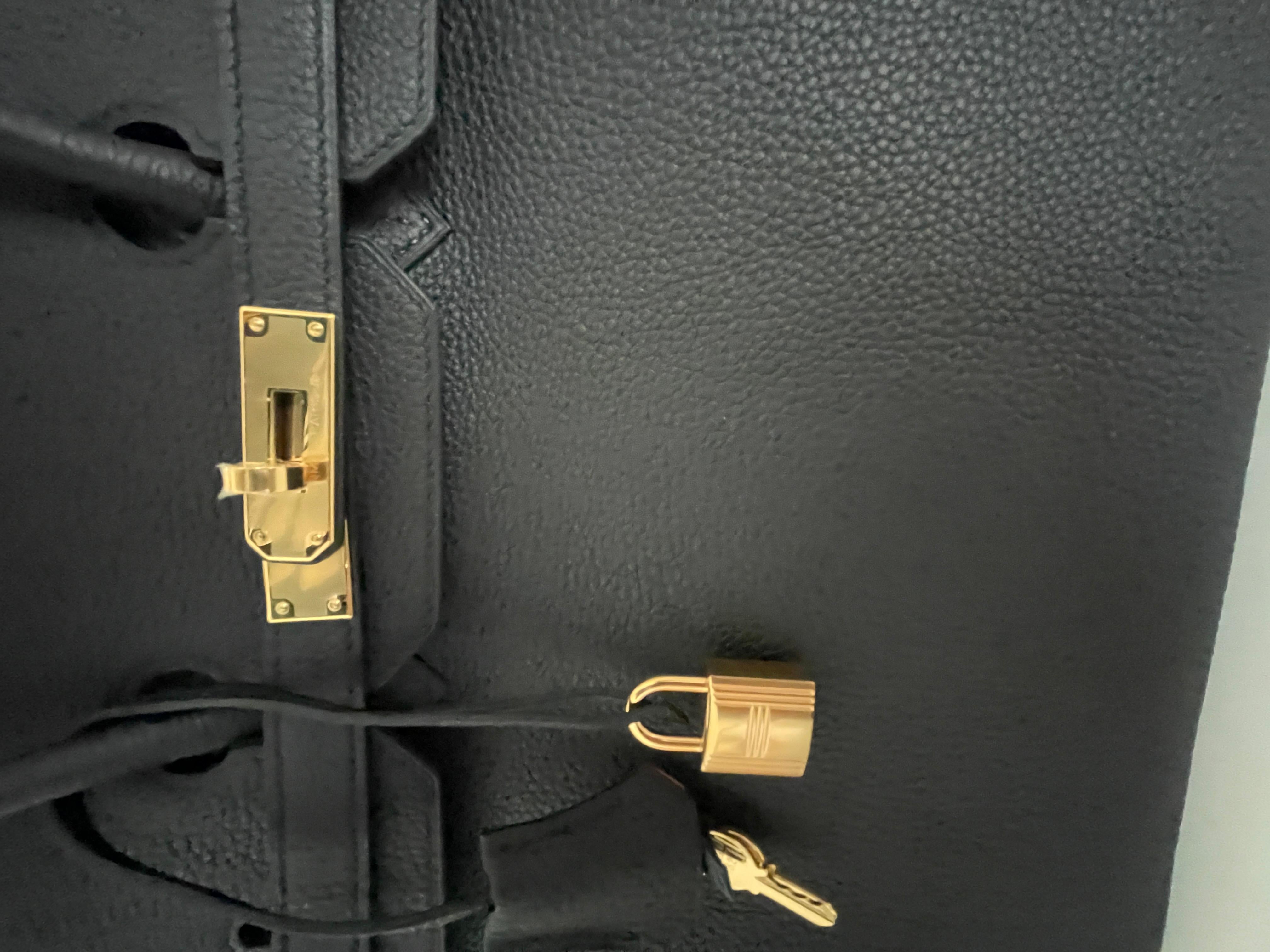 Hermes Birkin Bag 35 Black w Orange Poppy Togo Gold Hardware - 4