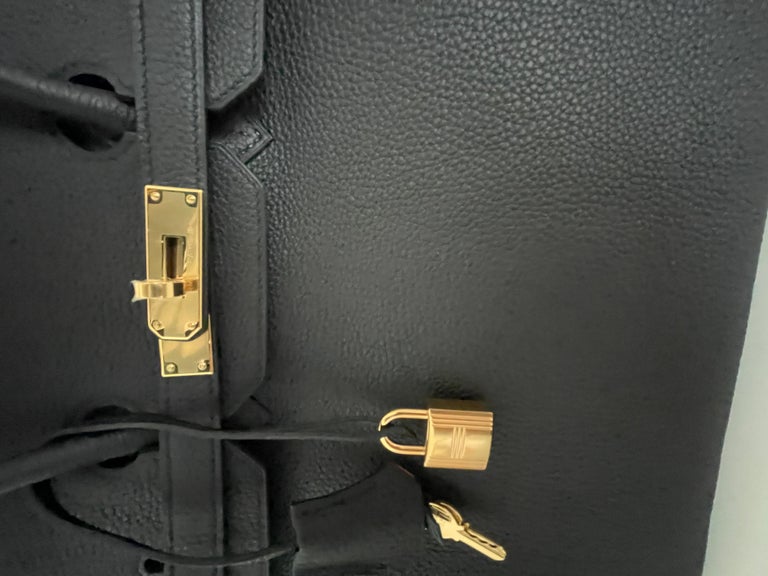 Hermes Birkin Bag 35 Black w Orange Poppy Togo Gold Hardware - For Sale 7