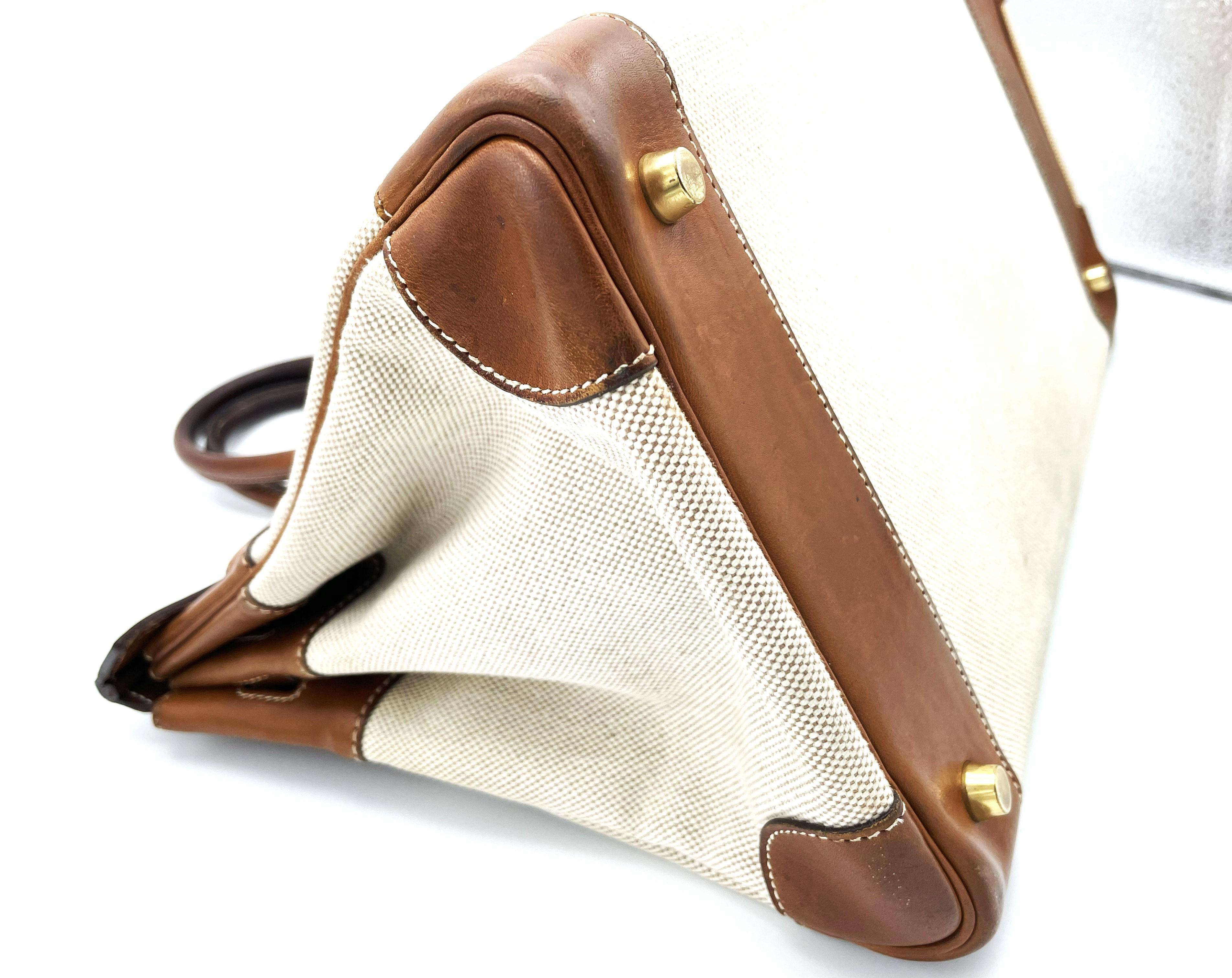 HERMÉS BIRKIN BAG 35 cm, BARENIA LEATHER and CANVAS , Z in Circel - 1996 For Sale 1
