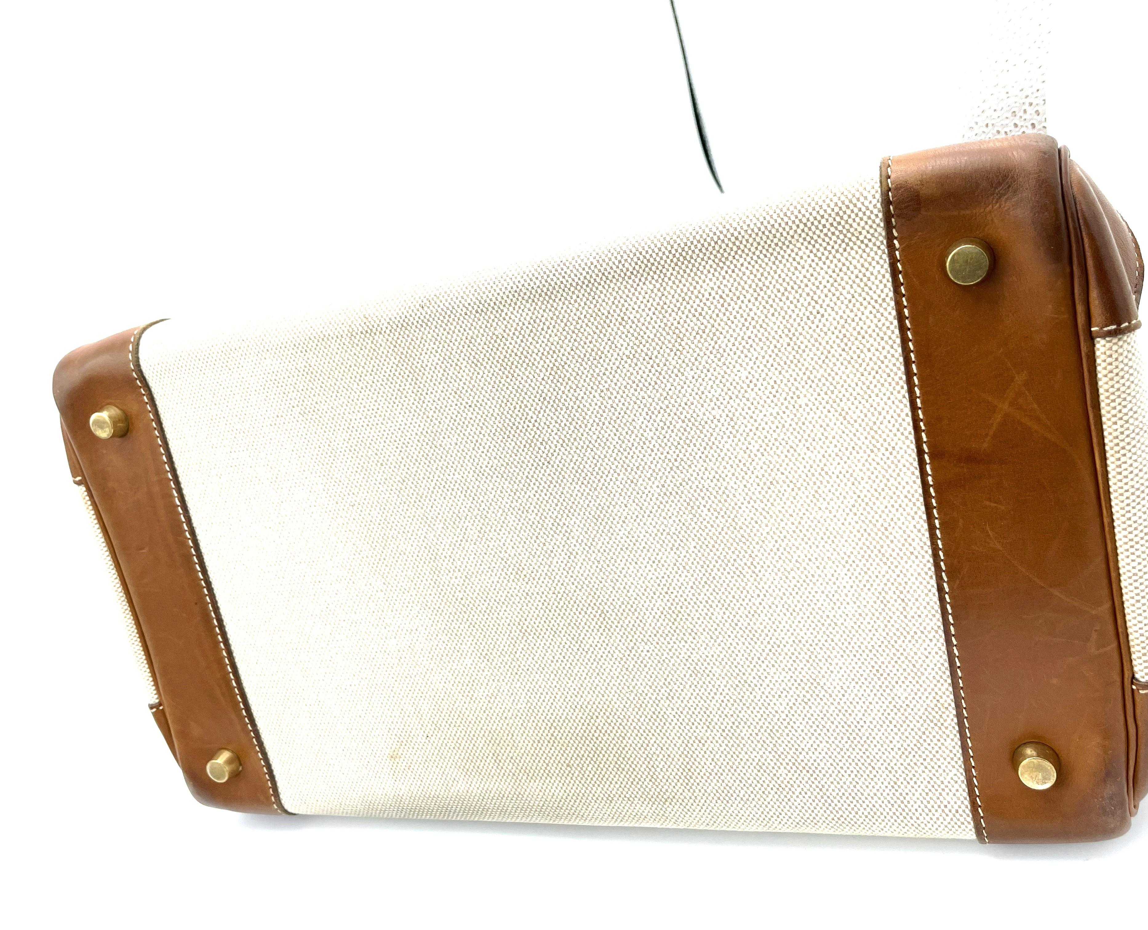 HERMÉS BIRKIN BAG 35 cm, BARENIA LEATHER and CANVAS , Z in Circel - 1996 For Sale 4