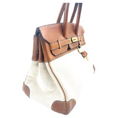 HERMÉS BORSA BIRKIN 35 cm, PELLE BARENIA e TELA , Z in Circel - 1996