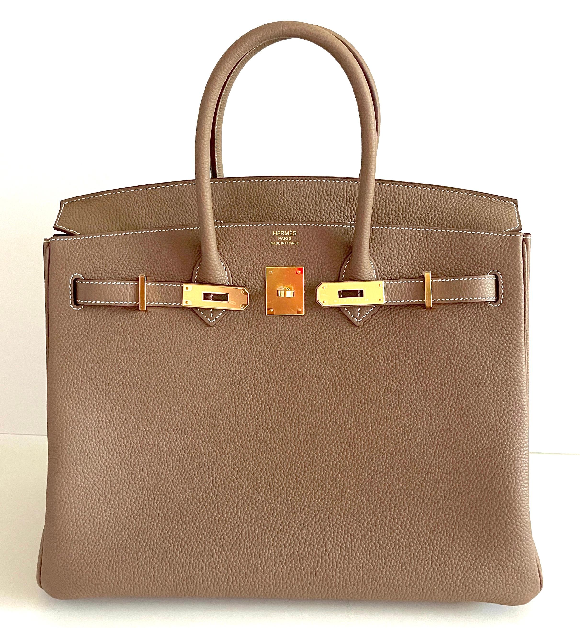 Hermes Birkin Bag 35 Etoupe Togo Gold Hardware - 2021 Z im Zustand „Neu“ in West Chester, PA