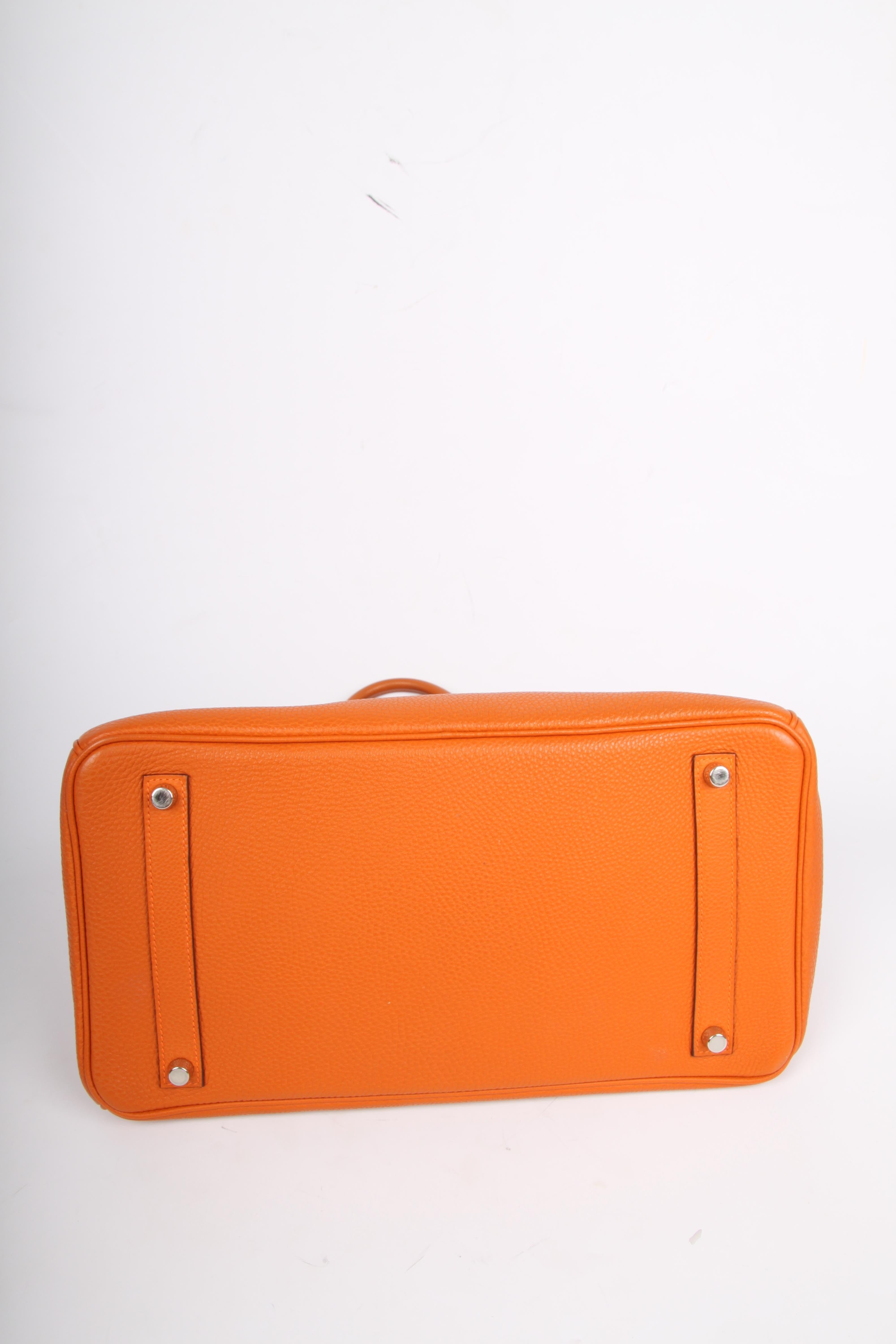 Orange Hermes Birkin Bag 35 Togo Potiron - silvertone hardware