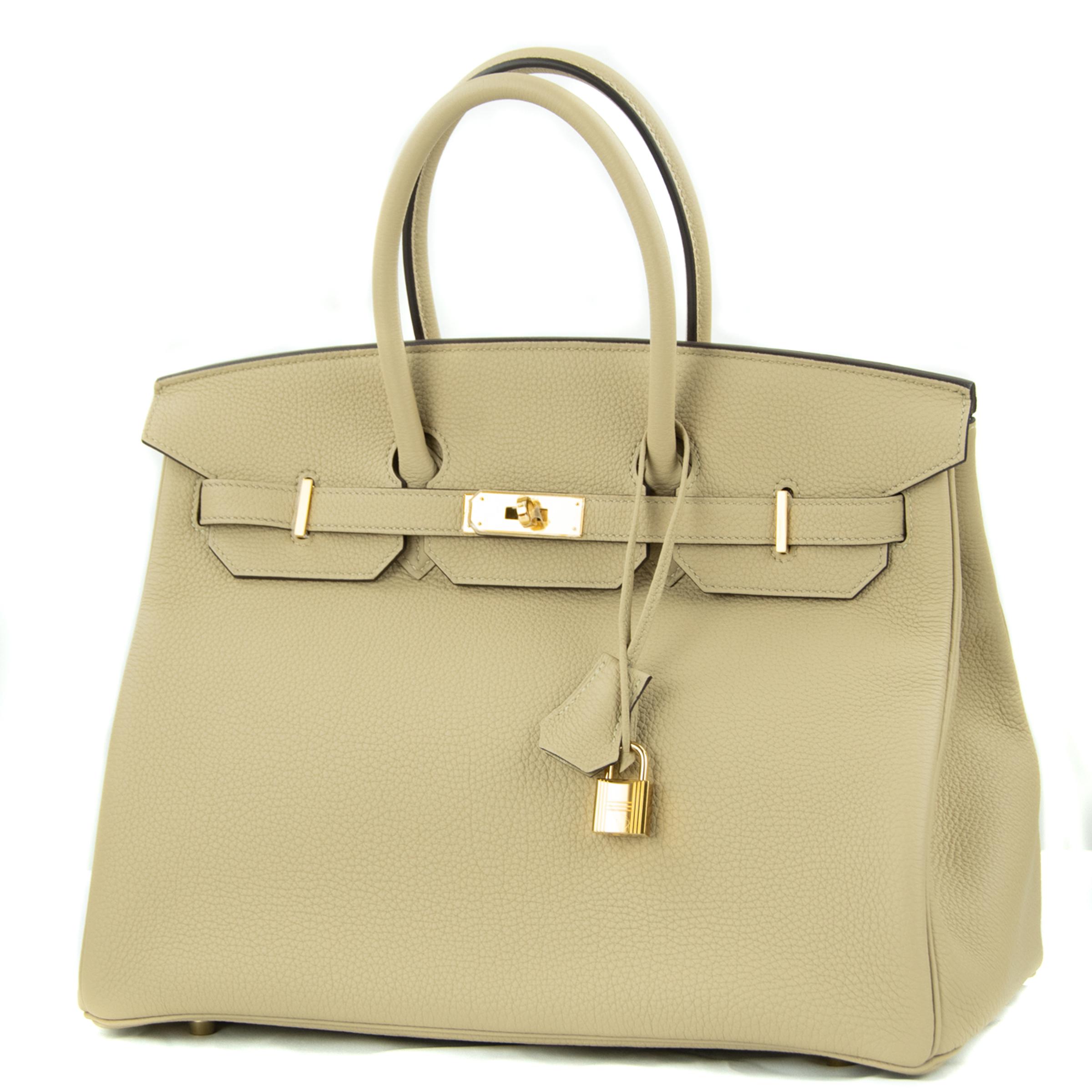 Beige Hermes Birkin Bag 35cm Argile Togo GHW For Sale