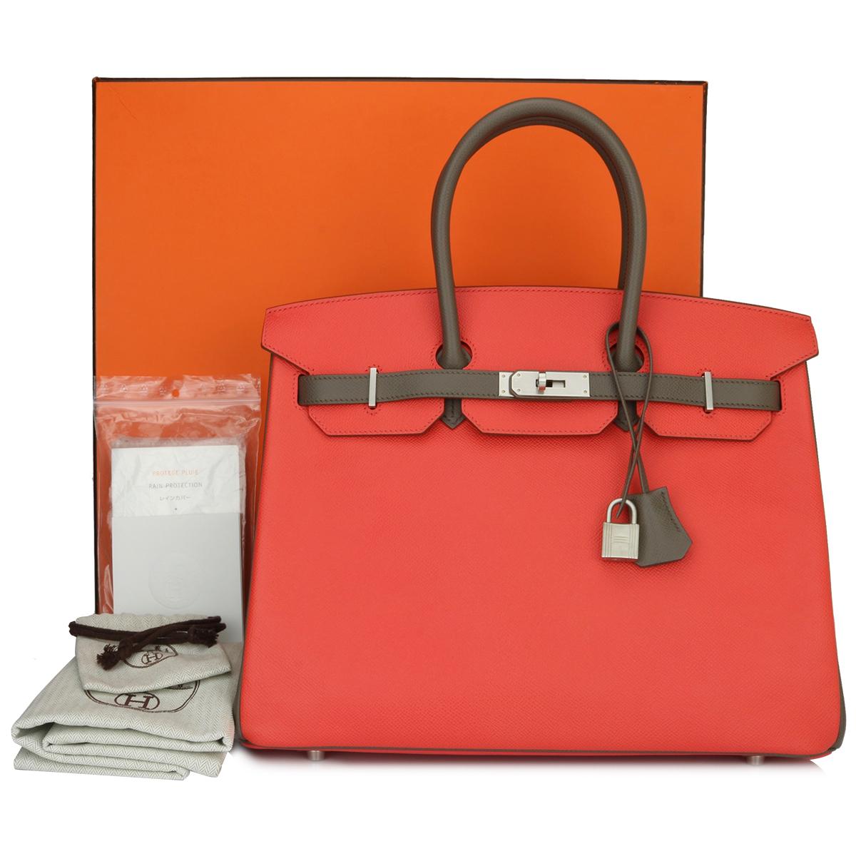 Hermès Birkin Bag 35cm Bag HSS Rouge Pivoine/ Etain Epsom w/Brushed PHW 2012 11