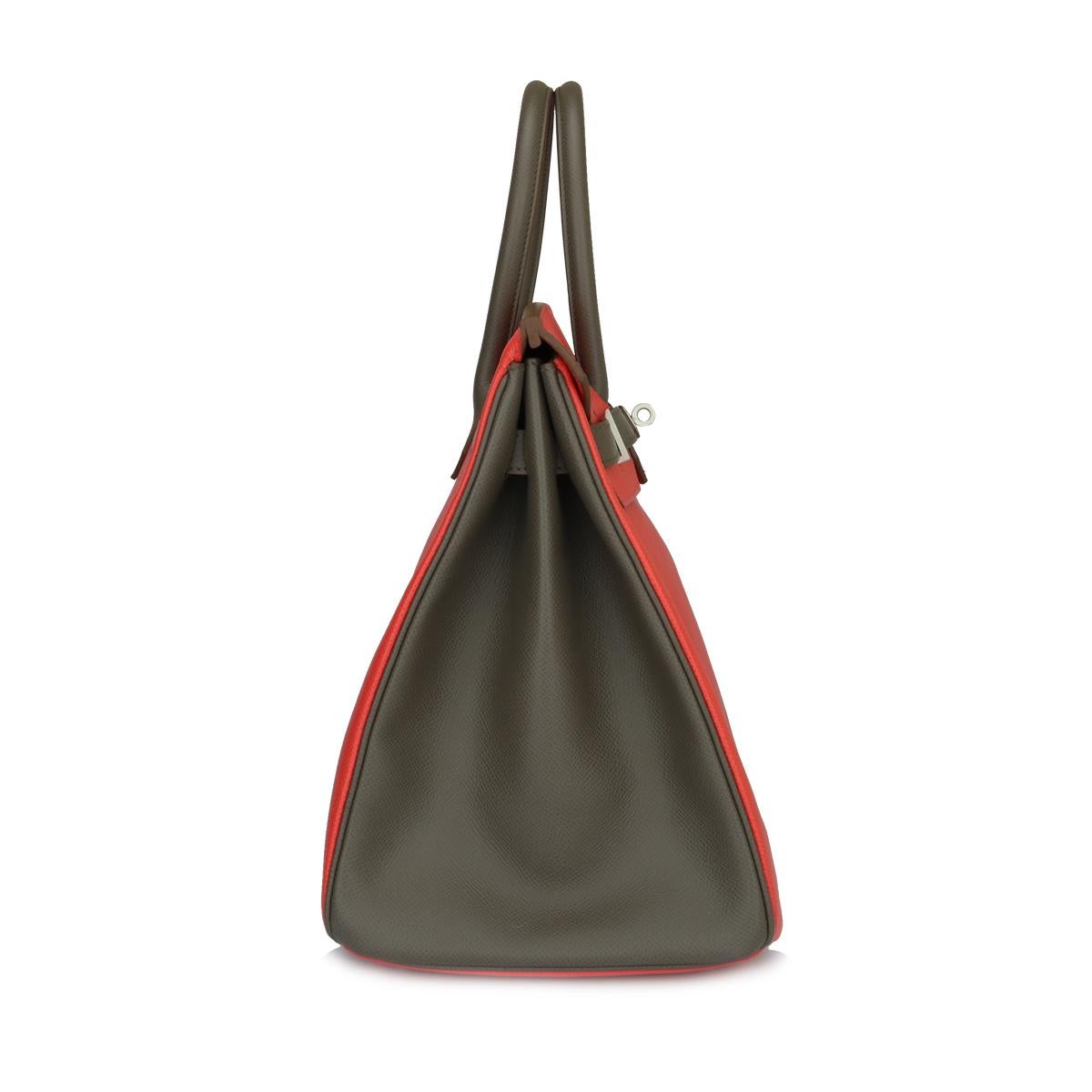 Orange Hermès Birkin Bag 35cm Bag HSS Rouge Pivoine/ Etain Epsom w/Brushed PHW 2012