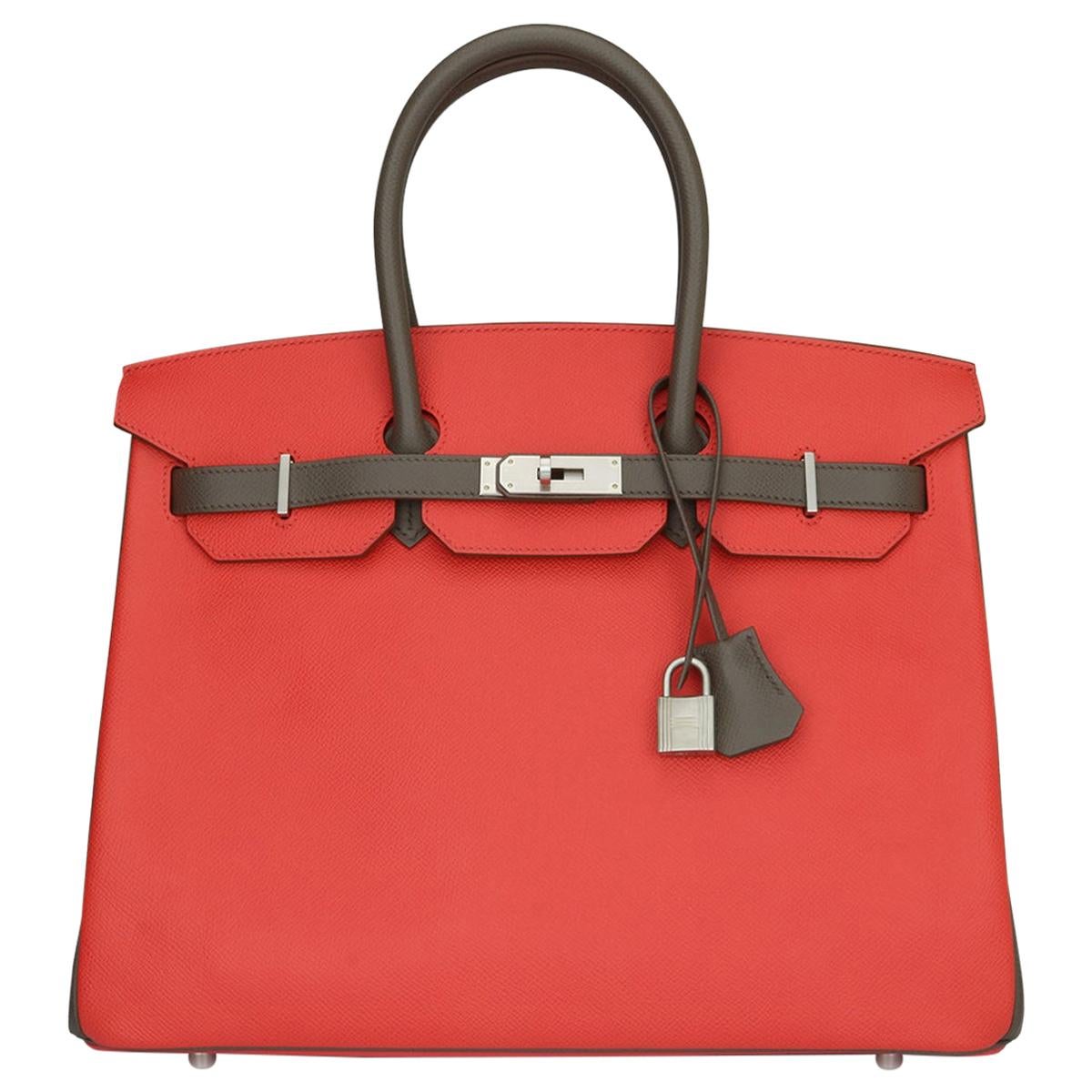 Hermès Birkin Bag 35cm Bag HSS Rouge Pivoine/ Etain Epsom w/Brushed PHW 2012