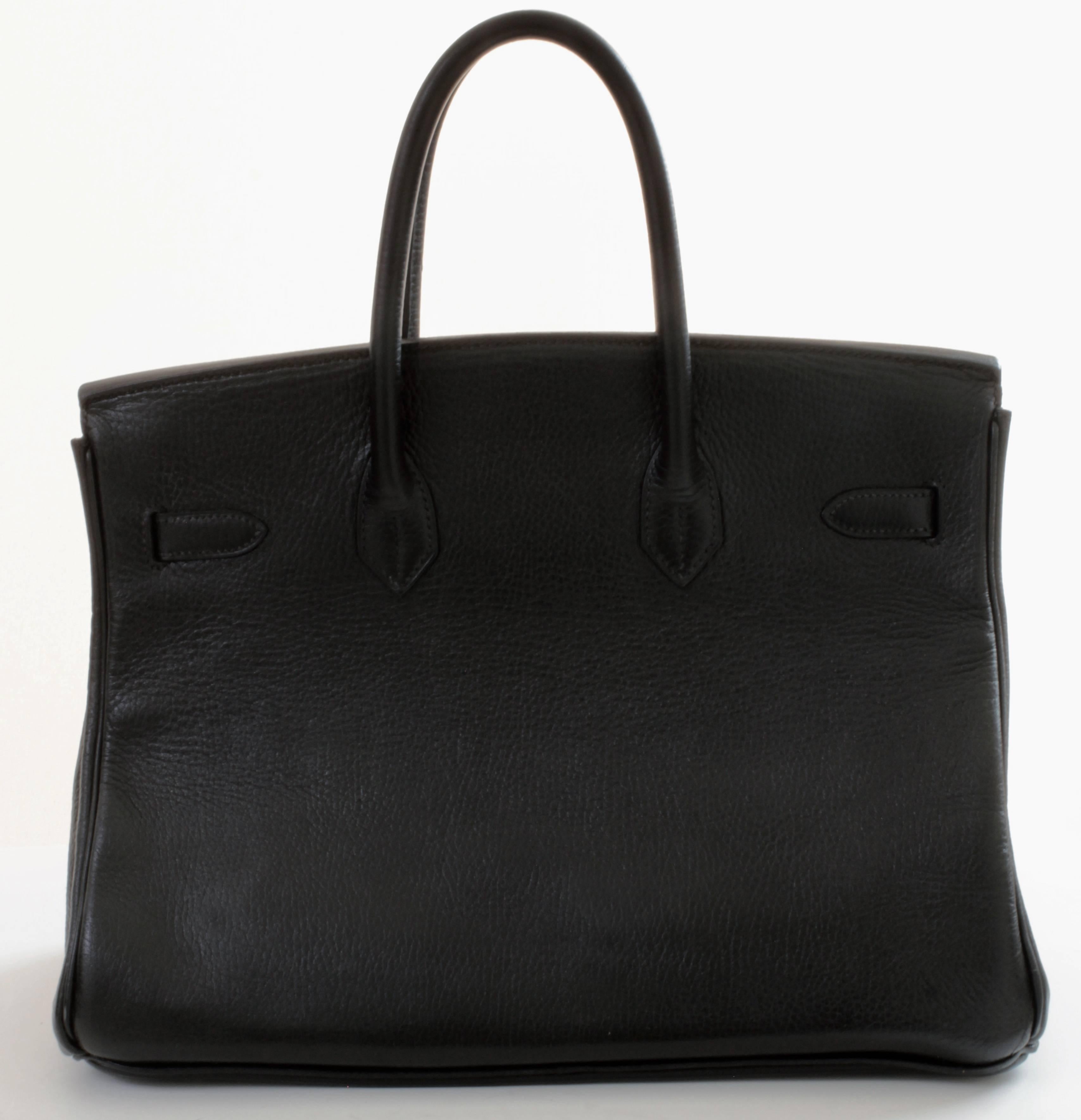  Hermès Birkin Bag 35cm Vintage Black Ardennes Leather 90s Unisexe 